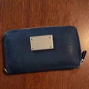 Michael Kors Dark Blue Zip Wallet